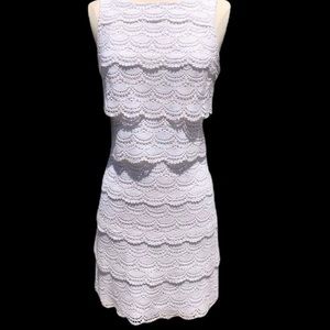 White House Black Market Crochet/Macrame white sleeveless dress, size 6
